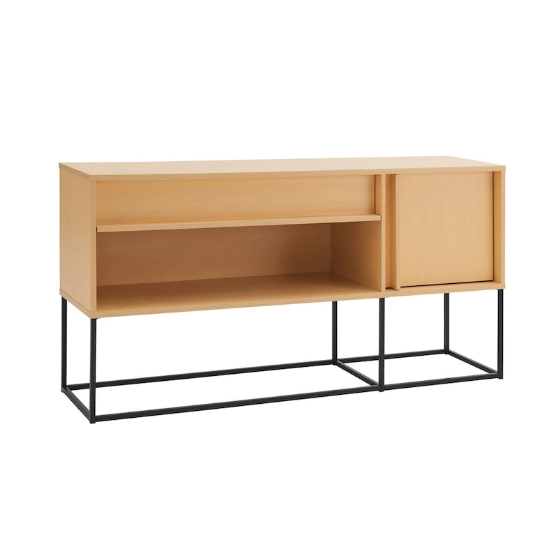 Moderní 60palcový LED TV stolek se zásuvkou a kovovými nohami, 16 barev