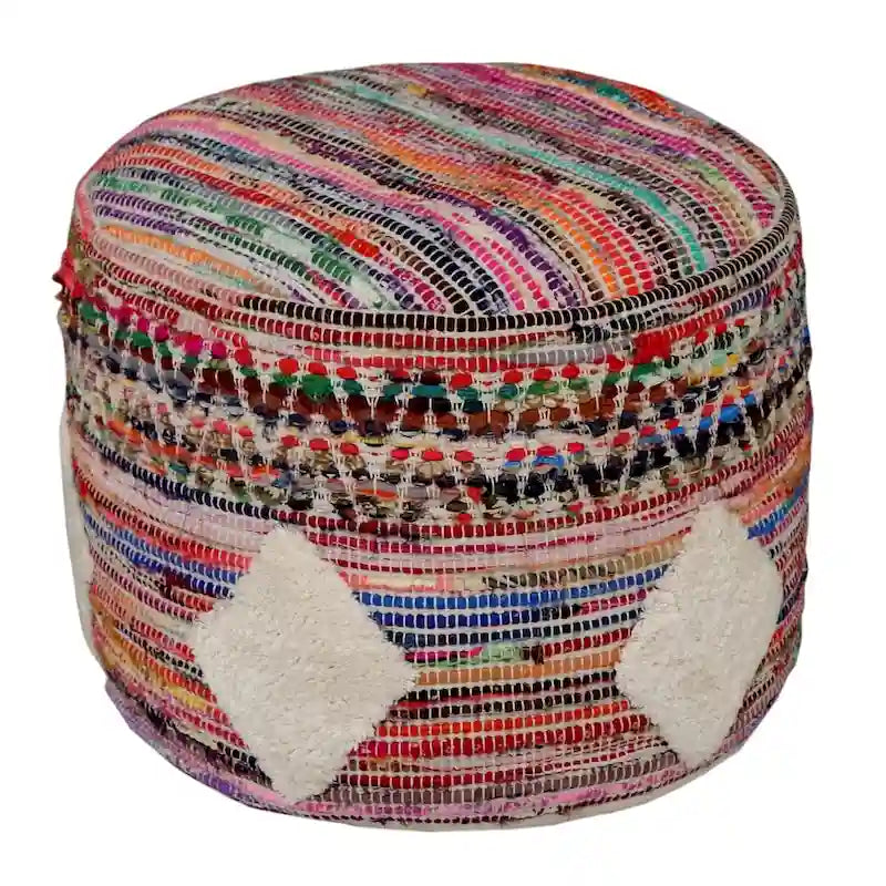 Boho Diamond Multicolor Pouf Ottoman