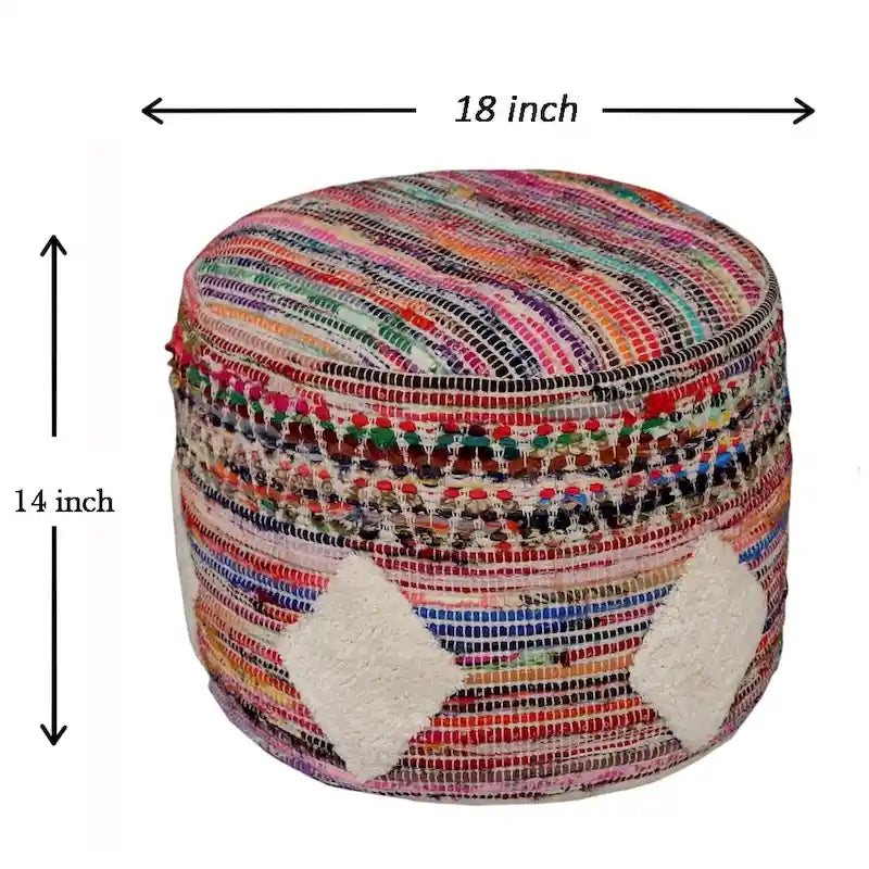 Boho Diamond Multicolor Pouf Ottoman
