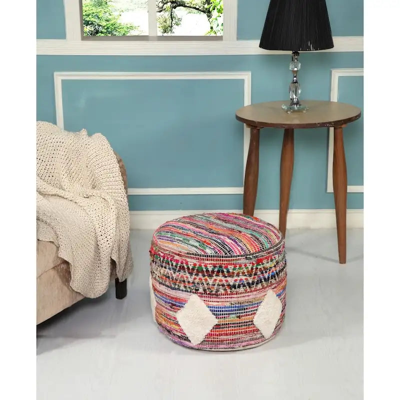 Boho Diamond Multicolor Pouf Ottoman