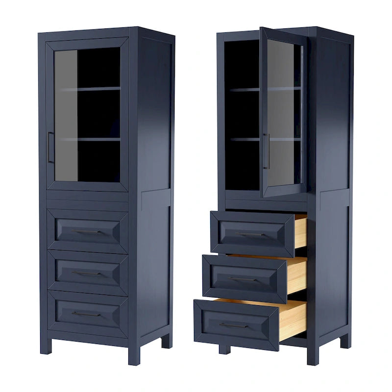 Linen Tower with Cabinet Storage and 3 Drawers