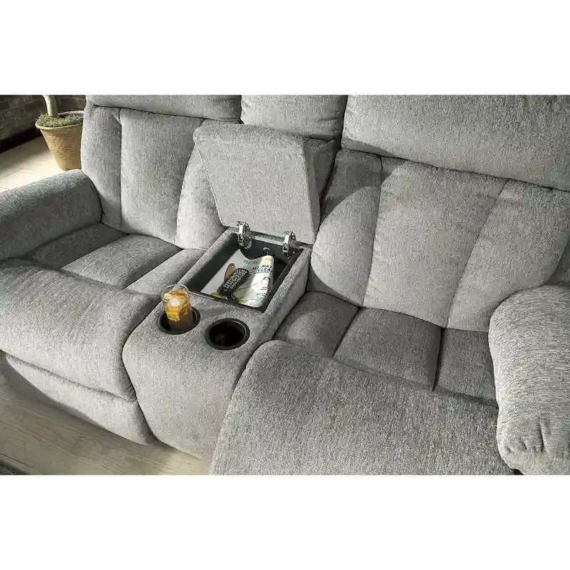 Reclining Loveseat with Console and Cup Holders, Fog