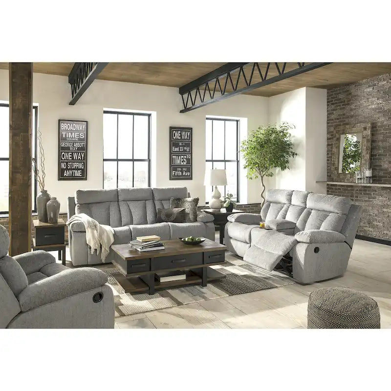 Reclining Loveseat with Console and Cup Holders, Fog