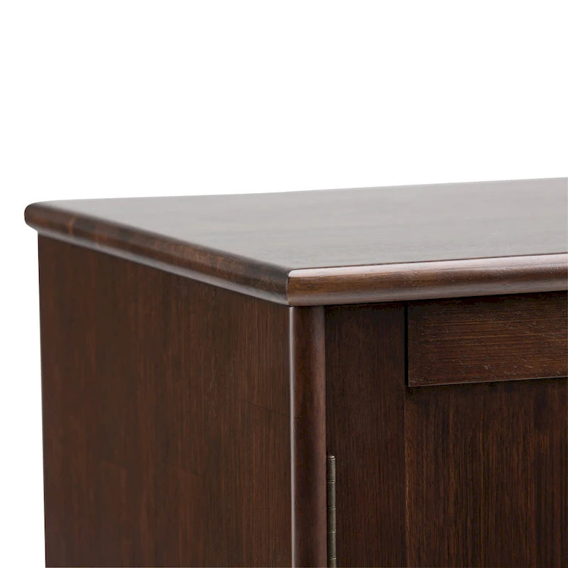 Solid Hardwood 54 Inch Wide Mid Century Modern Sideboard Buffet with Wine Rack