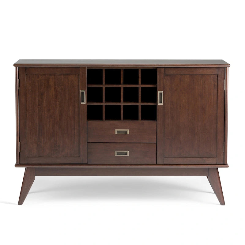 Masivní dřevěný příborník/bufet ve stylu Mid-Century Modern, šířka 137 cm, s vinotékou