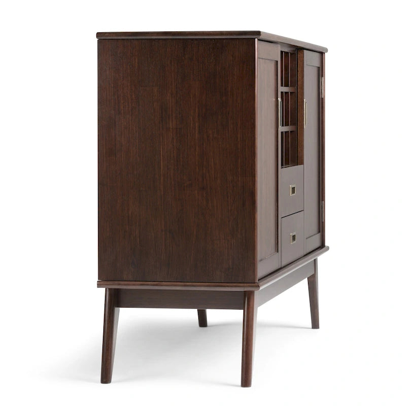 Masivní dřevěný příborník/bufet ve stylu Mid-Century Modern, šířka 137 cm, s vinotékou