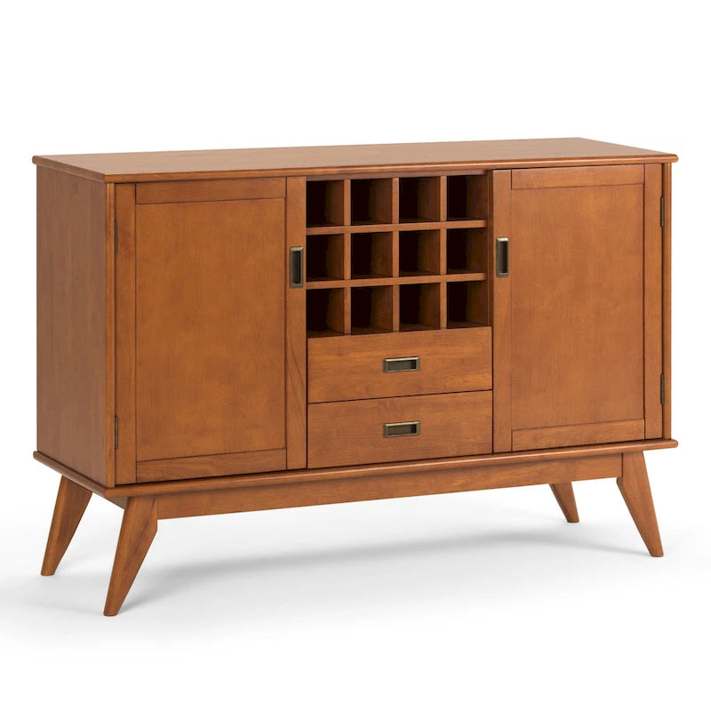 Masivní dřevěný příborník/bufet ve stylu Mid-Century Modern, šířka 137 cm, s vinotékou