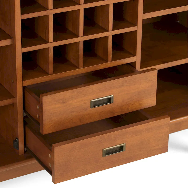 Masivní dřevěný příborník/bufet ve stylu Mid-Century Modern, šířka 137 cm, s vinotékou