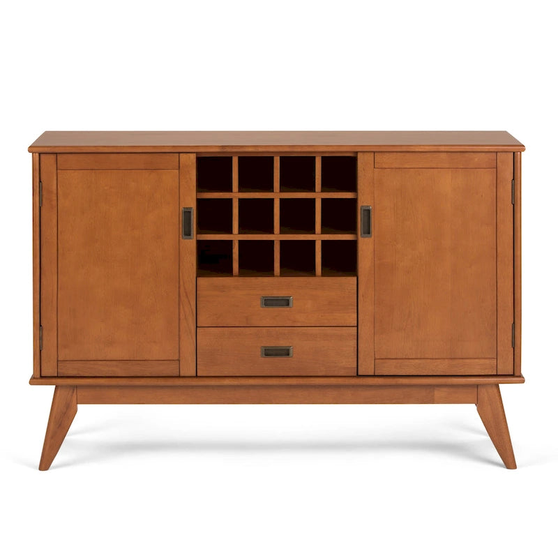 Masivní dřevěný příborník/bufet ve stylu Mid-Century Modern, šířka 137 cm, s vinotékou