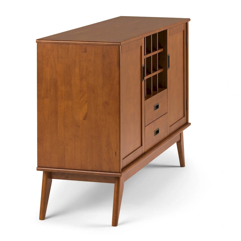 Masivní dřevěný příborník/bufet ve stylu Mid-Century Modern, šířka 137 cm, s vinotékou