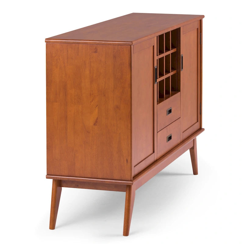Masivní dřevěný příborník/bufet ve stylu Mid-Century Modern, šířka 137 cm, s vinotékou