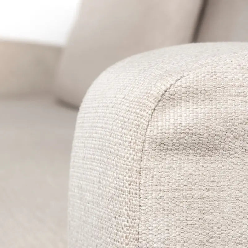 Beige Fabric Slipcover Sofa with Double Stacked Back Cushions