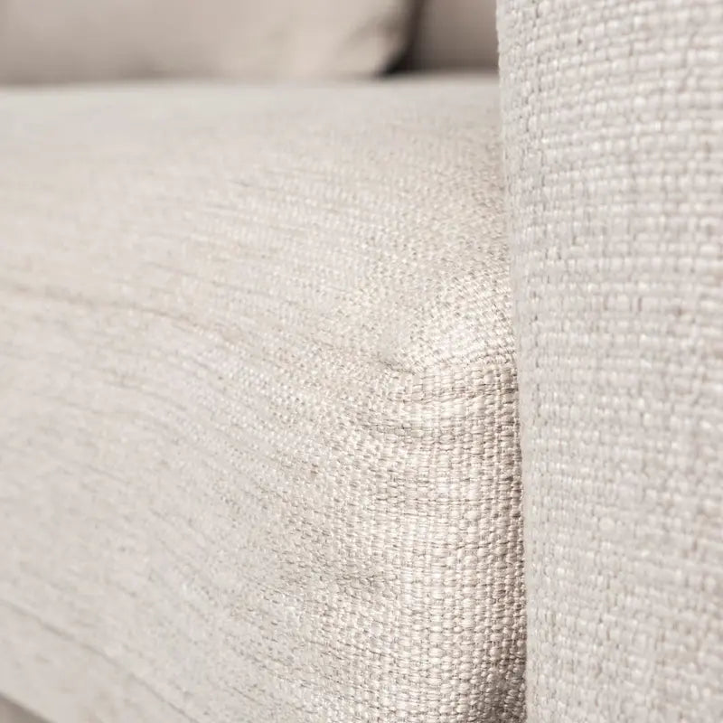 Beige Fabric Slipcover Sofa with Double Stacked Back Cushions