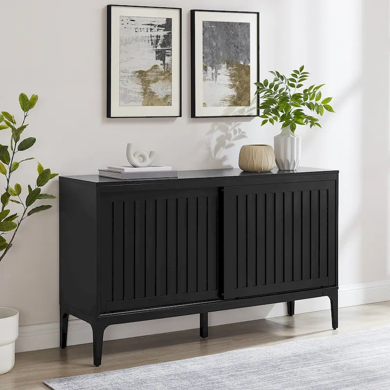 Mid-Century Modern Sideboard with Sliding Doors and Adjustable Shelves