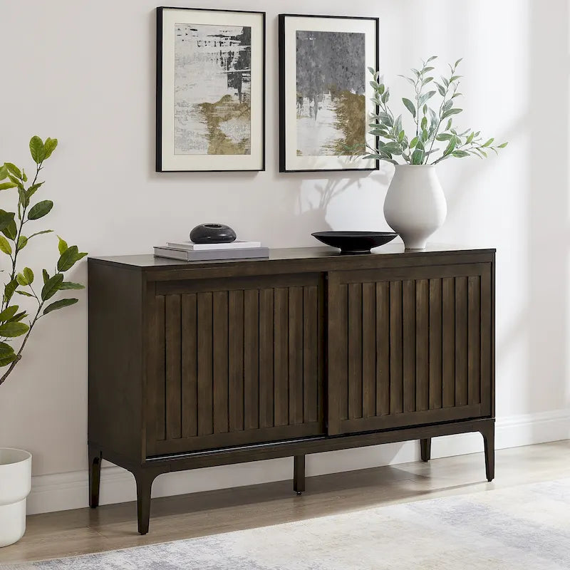 Mid-Century Modern Sideboard with Sliding Doors and Adjustable Shelves