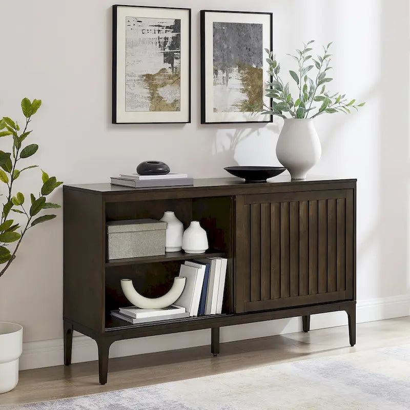 Mid-Century Modern Sideboard with Sliding Doors and Adjustable Shelves