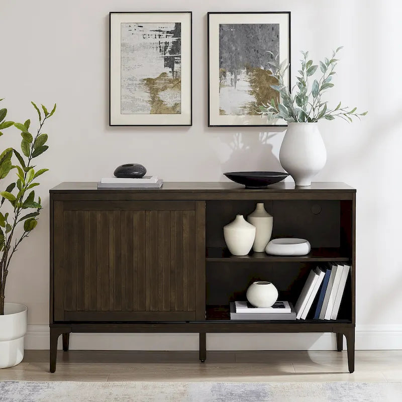 Mid-Century Modern Sideboard with Sliding Doors and Adjustable Shelves