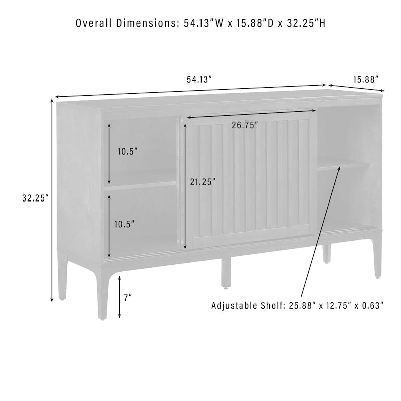 Mid-Century Modern Sideboard with Sliding Doors and Adjustable Shelves