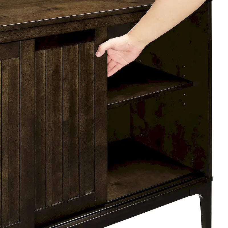 Mid-Century Modern Sideboard with Sliding Doors and Adjustable Shelves