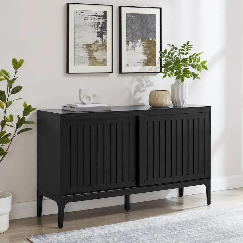 Mid-Century Modern Sideboard with Sliding Doors and Adjustable Shelves