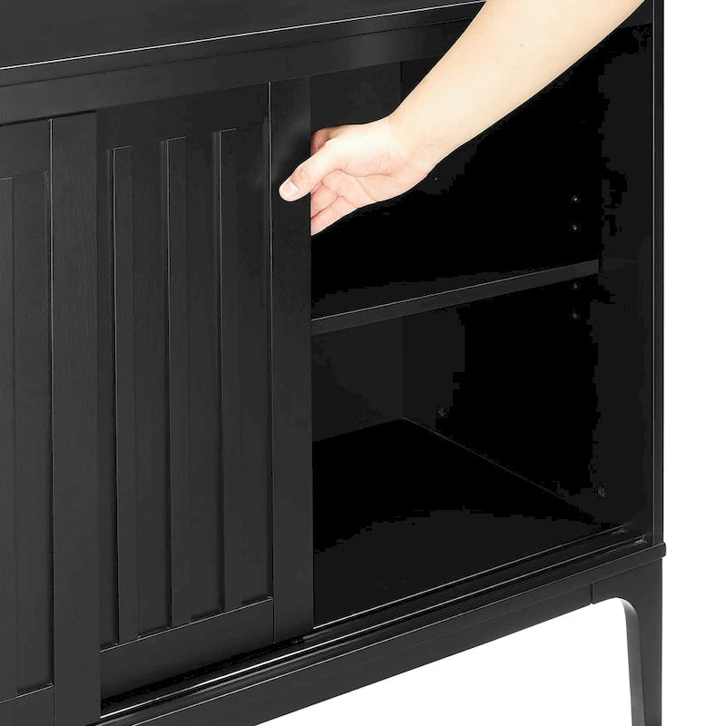 Mid-Century Modern Sideboard with Sliding Doors and Adjustable Shelves