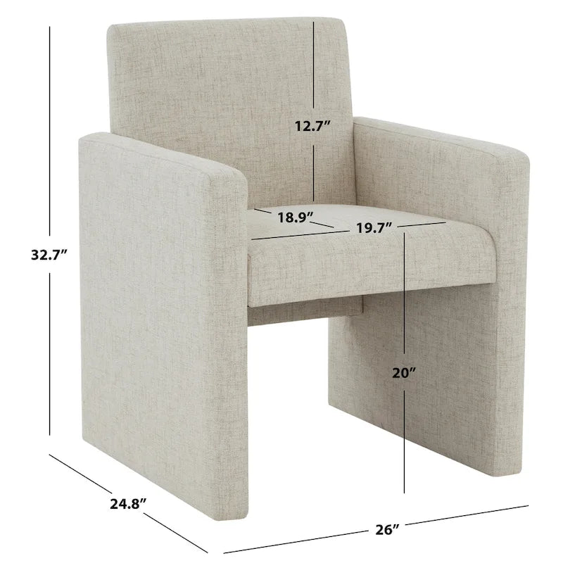 Linen Upholstered Arm Chair - 26W x 25D x 33H