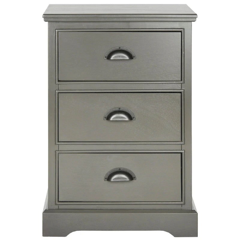 Grey 3-Drawer Storage Side Table