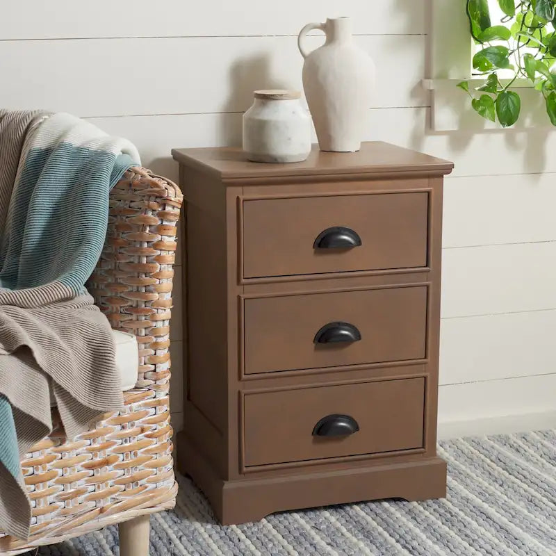 Grey 3-Drawer Storage Side Table