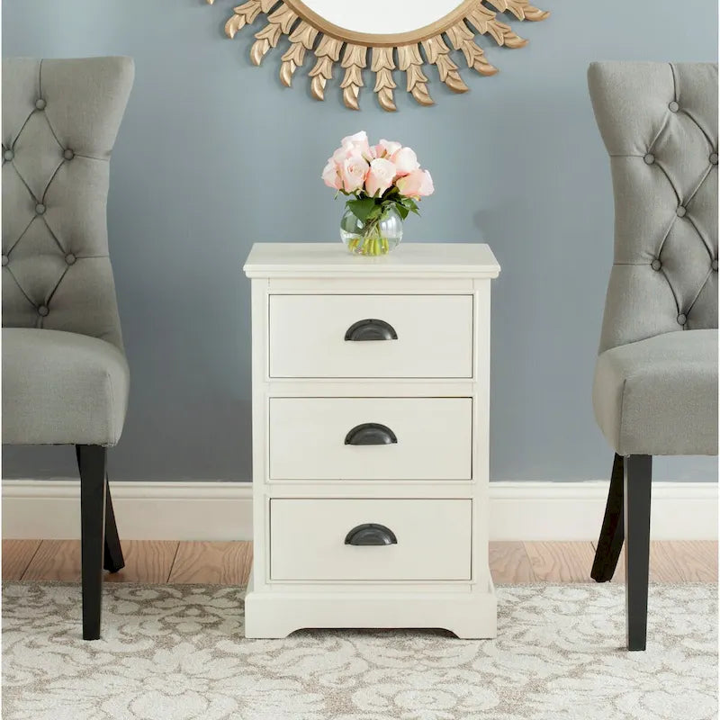 Grey 3-Drawer Storage Side Table
