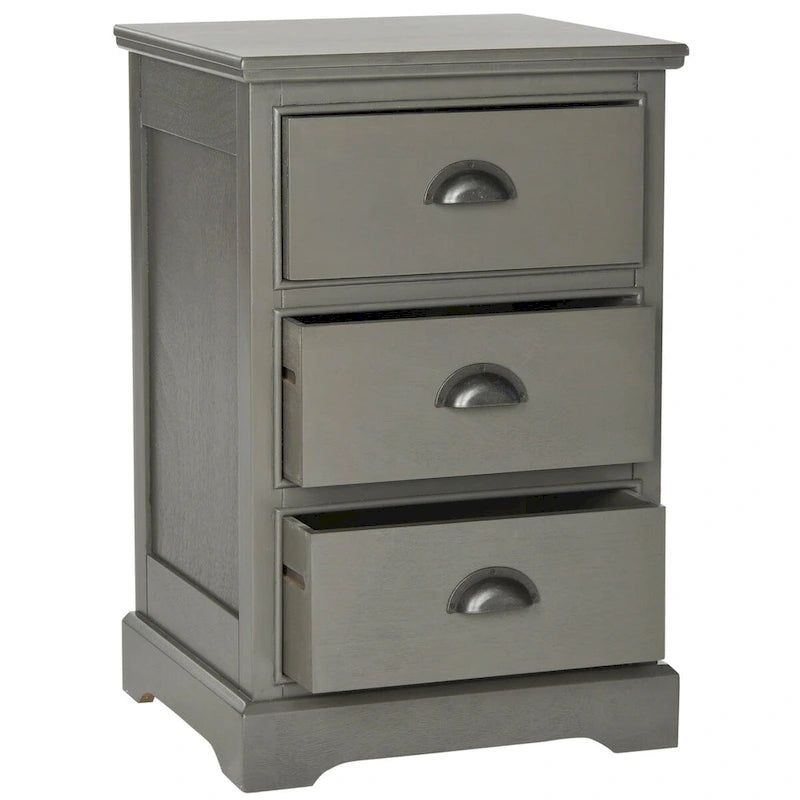 Grey 3-Drawer Storage Side Table