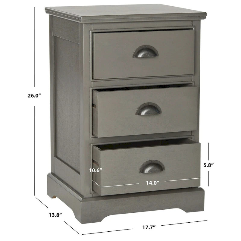 Grey 3-Drawer Storage Side Table