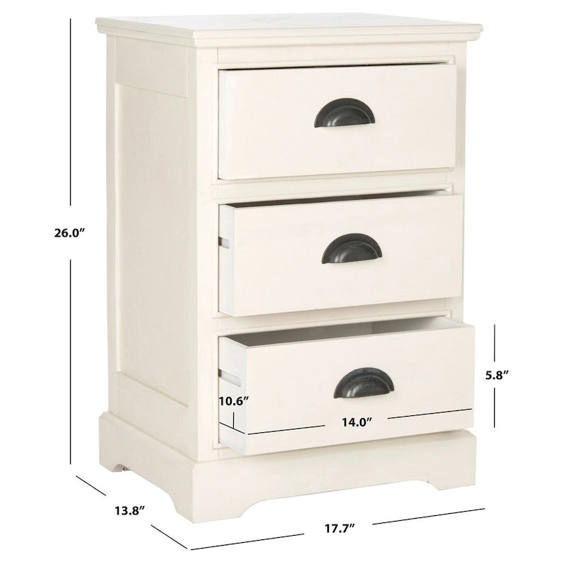 Grey 3-Drawer Storage Side Table