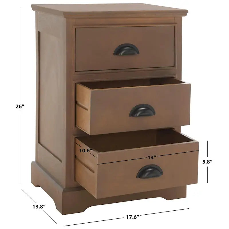 Grey 3-Drawer Storage Side Table