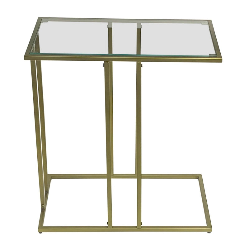 Antique Gold Six-Leg End Table with Clear Glass Top