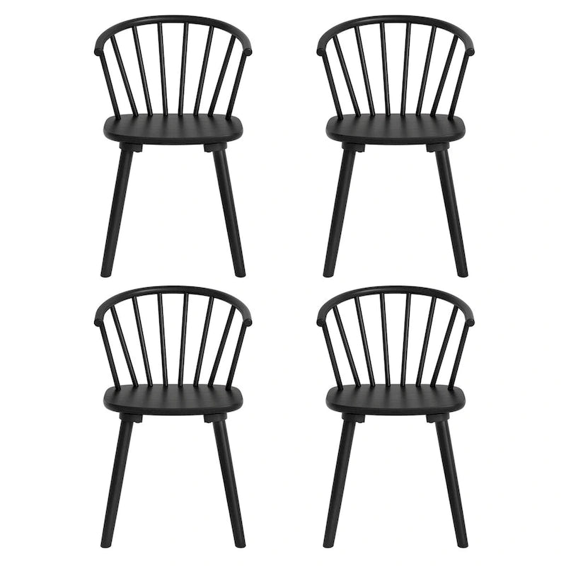 Modern Kitchen Wooden Spindle Back Armless Dining Chairs, Set of 4