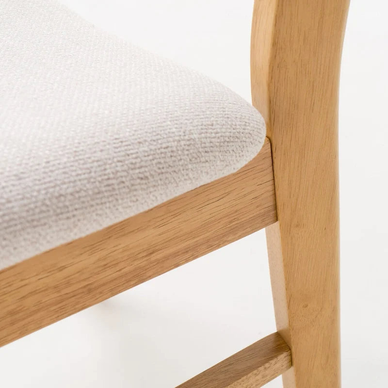 Mid-Century Upholstered Dining Chair with Rubberwood Legs