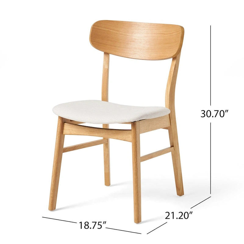 Mid-Century Upholstered Dining Chair with Rubberwood Legs