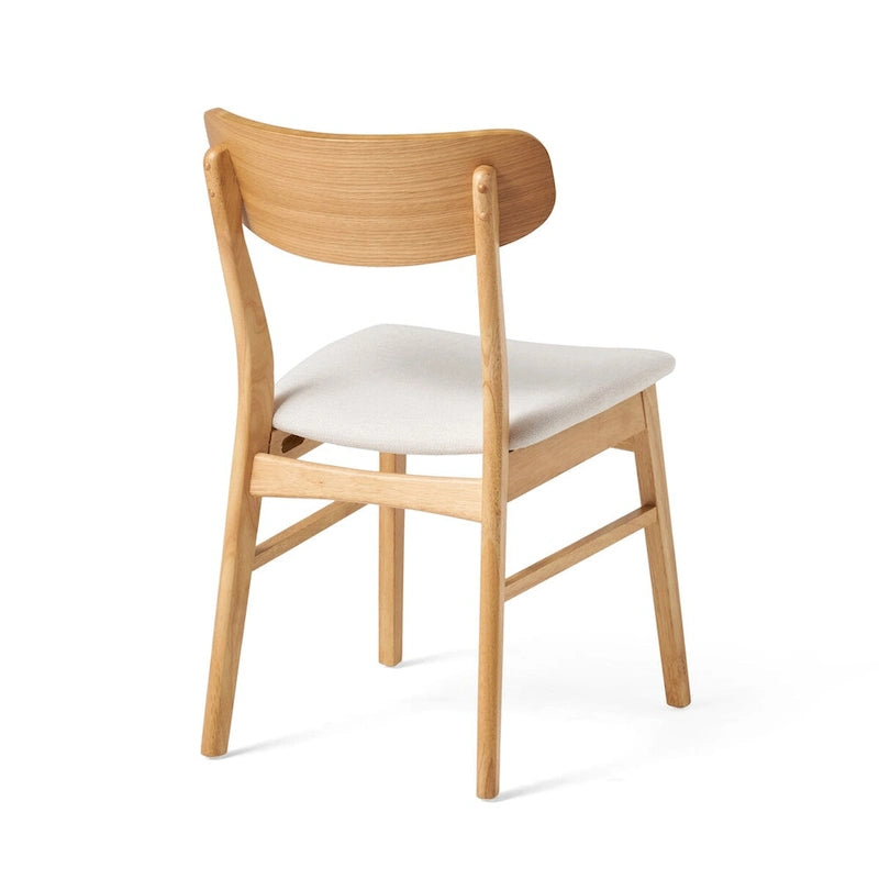 Mid-Century Upholstered Dining Chair with Rubberwood Legs
