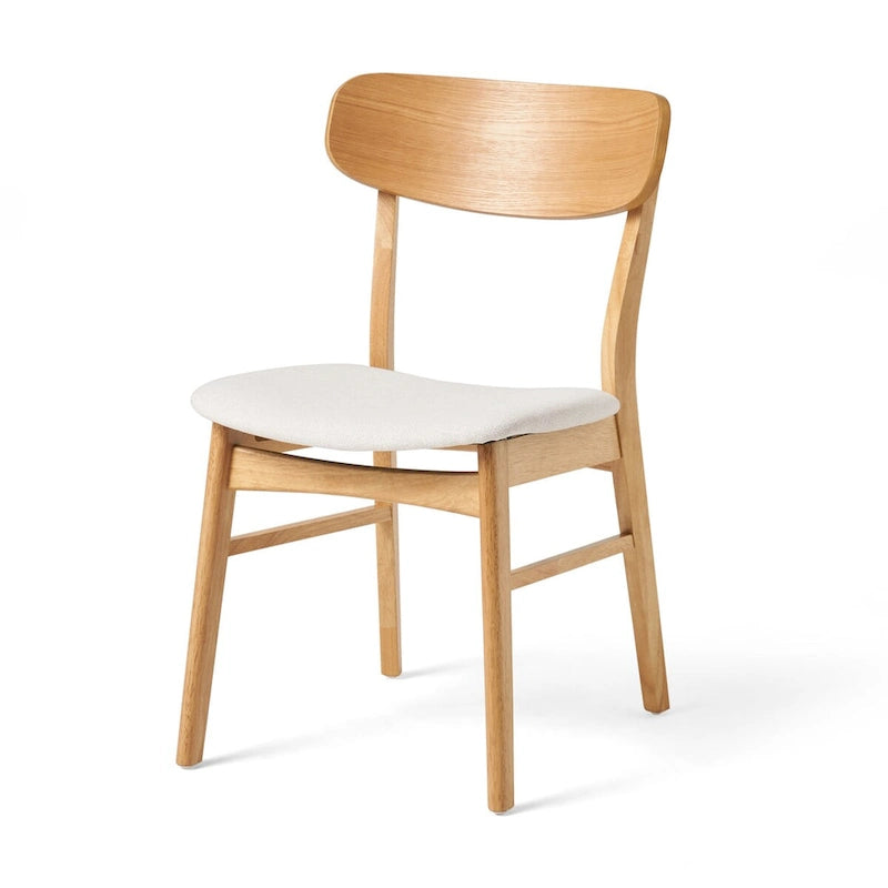 Mid-Century Upholstered Dining Chair with Rubberwood Legs
