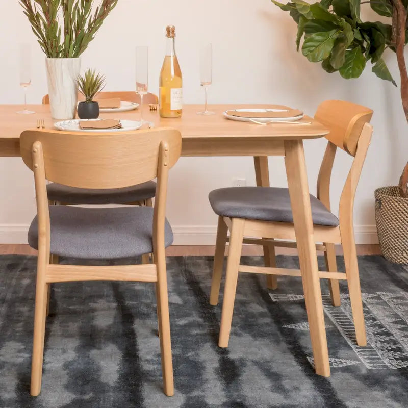 Mid-Century Upholstered Dining Chair with Rubberwood Legs