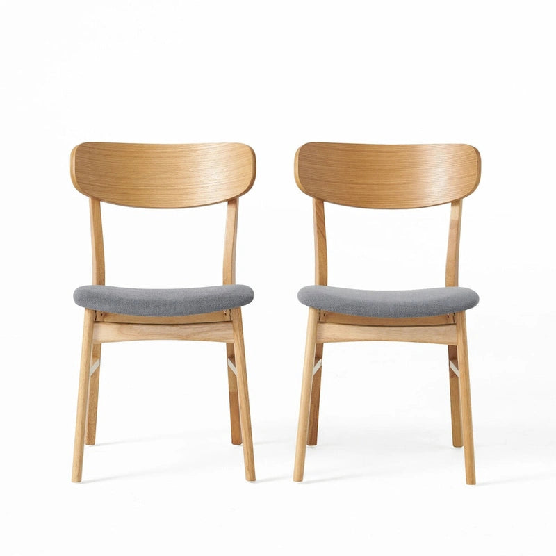 Mid-Century Upholstered Dining Chair with Rubberwood Legs