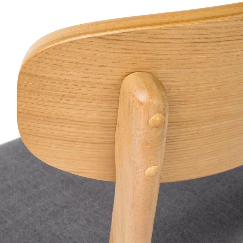 Mid-Century Upholstered Dining Chair with Rubberwood Legs