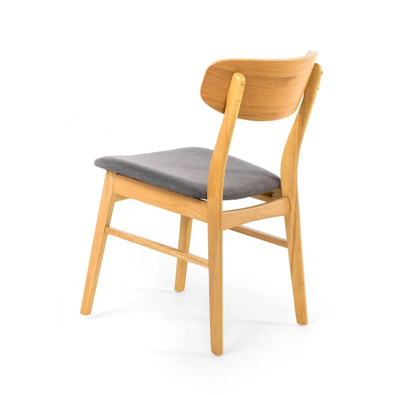 Mid-Century Upholstered Dining Chair with Rubberwood Legs