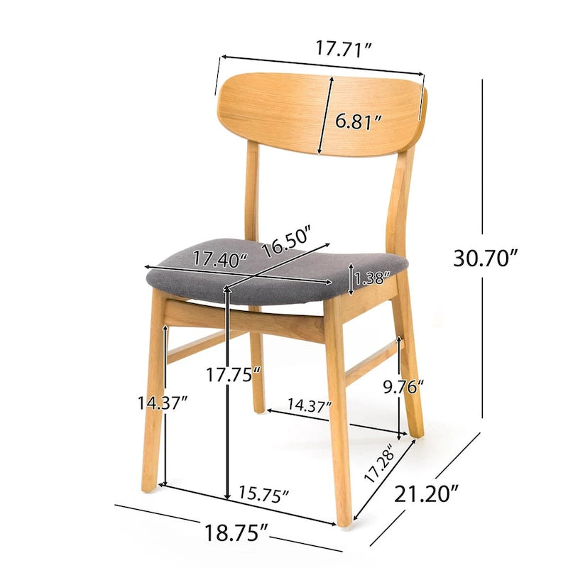 Mid-Century Upholstered Dining Chair with Rubberwood Legs
