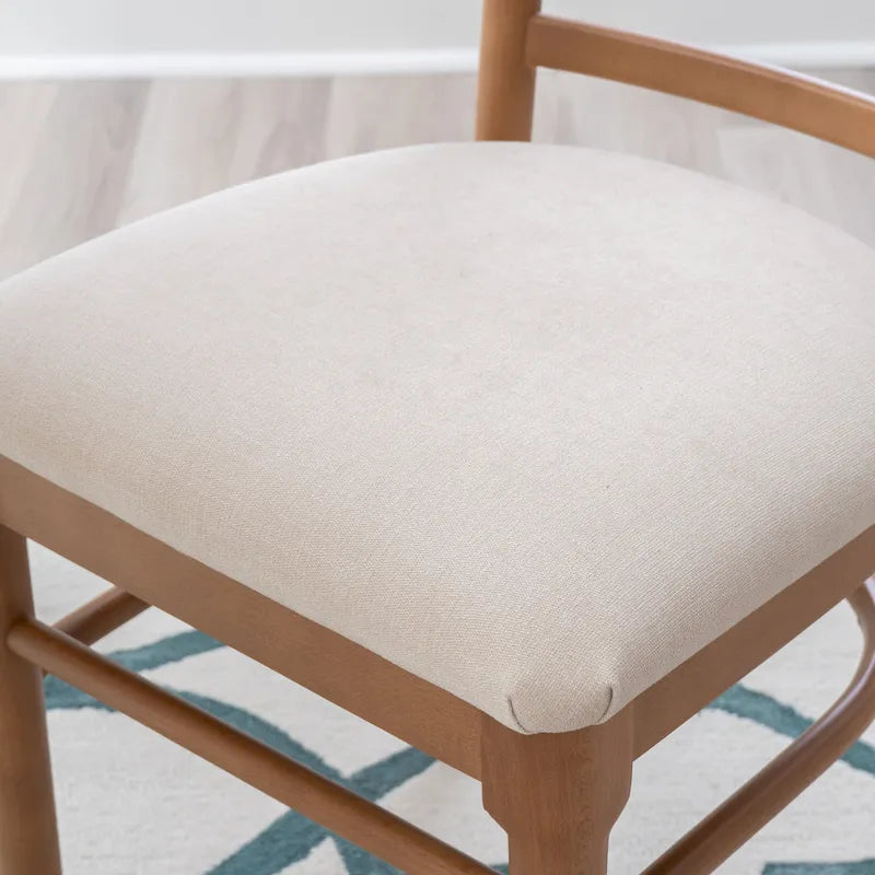 Brown and Grey Wooden Upholstered Dining Chair, Set of 2