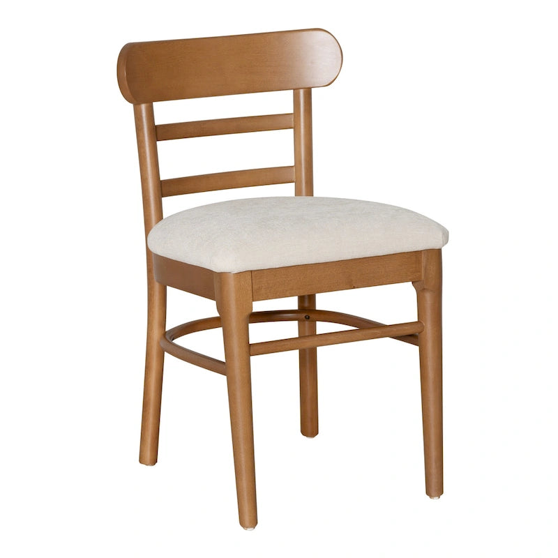 Brown and Grey Wooden Upholstered Dining Chair, Set of 2