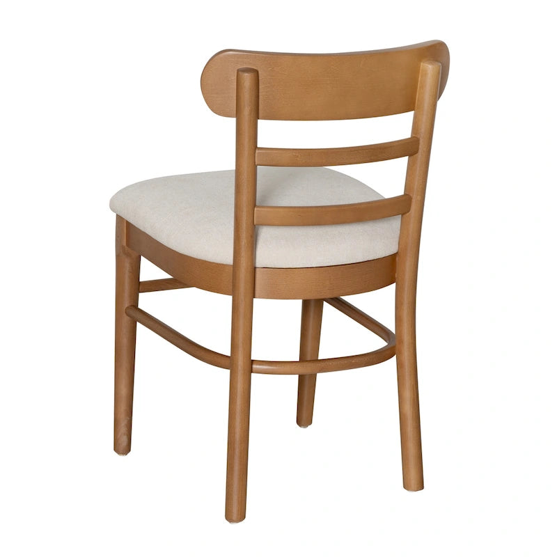 Brown and Grey Wooden Upholstered Dining Chair, Set of 2