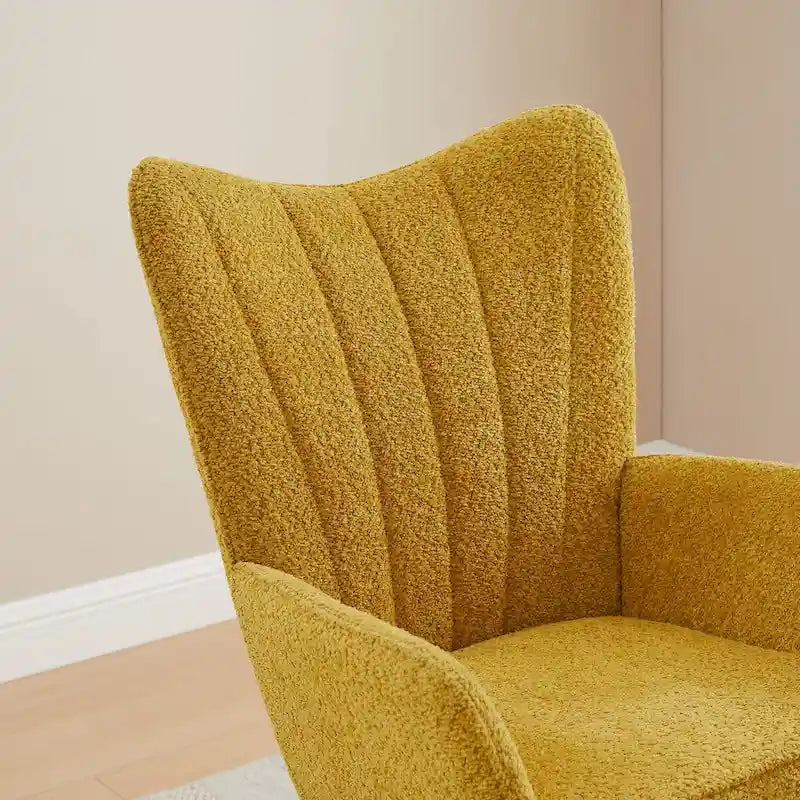 Boucle Upholstered Nursery Rocking Chair with Wood Legs, Set of 2
