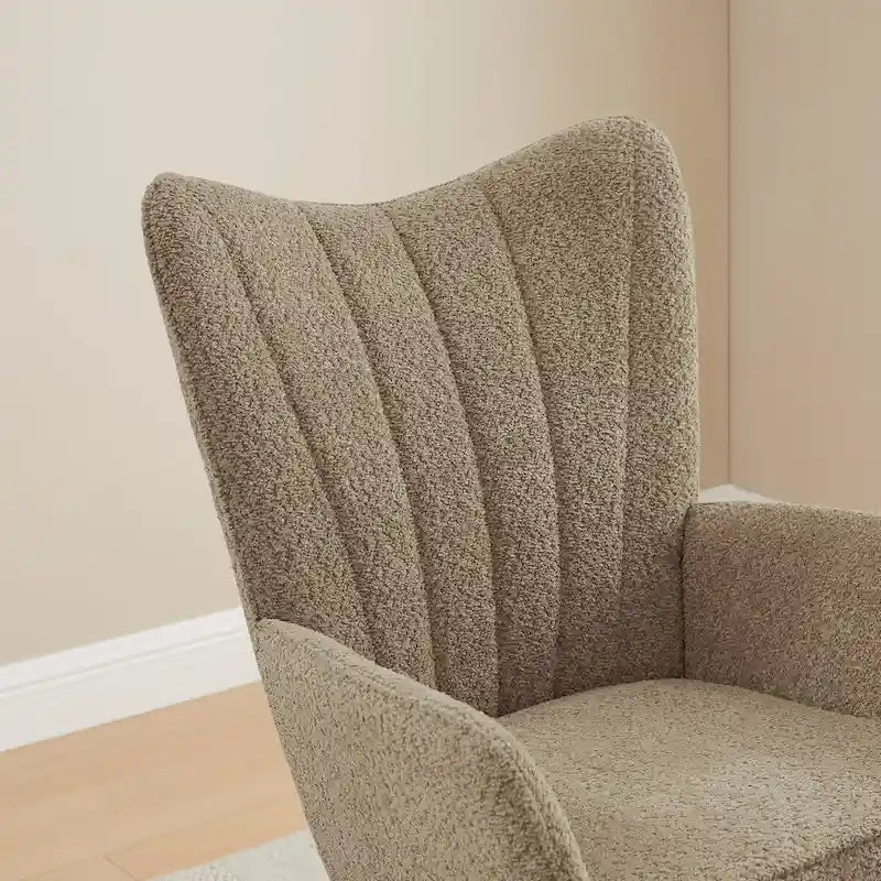 Boucle Upholstered Nursery Rocking Chair with Wood Legs, Set of 2