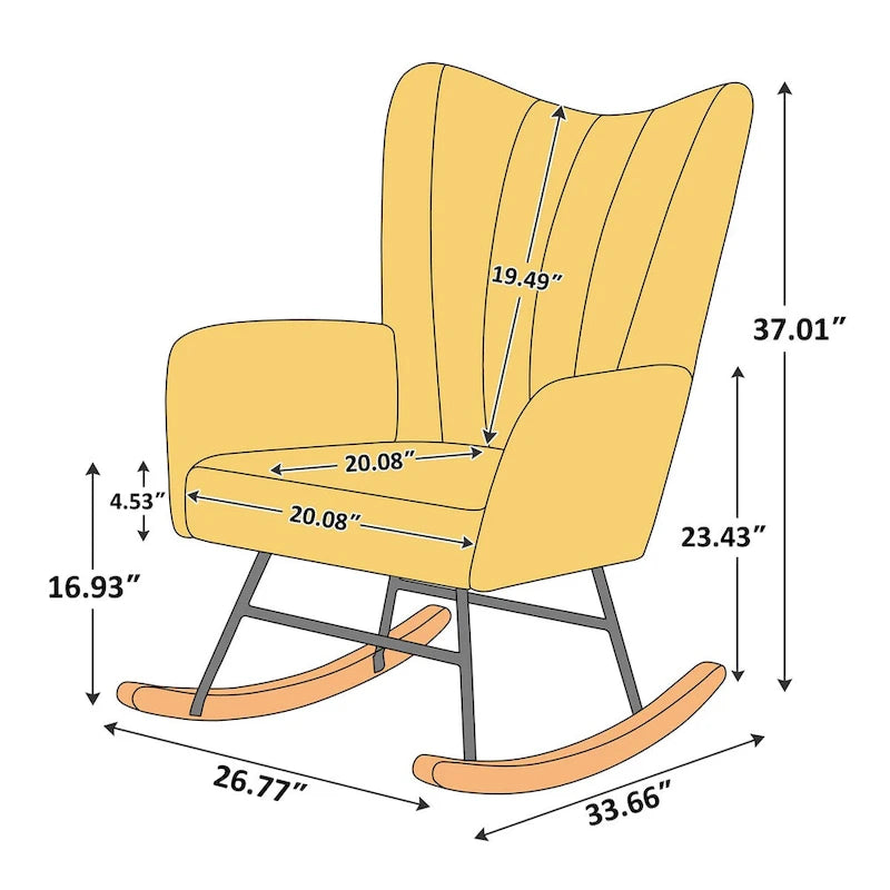 Boucle Upholstered Nursery Rocking Chair with Wood Legs, Set of 2